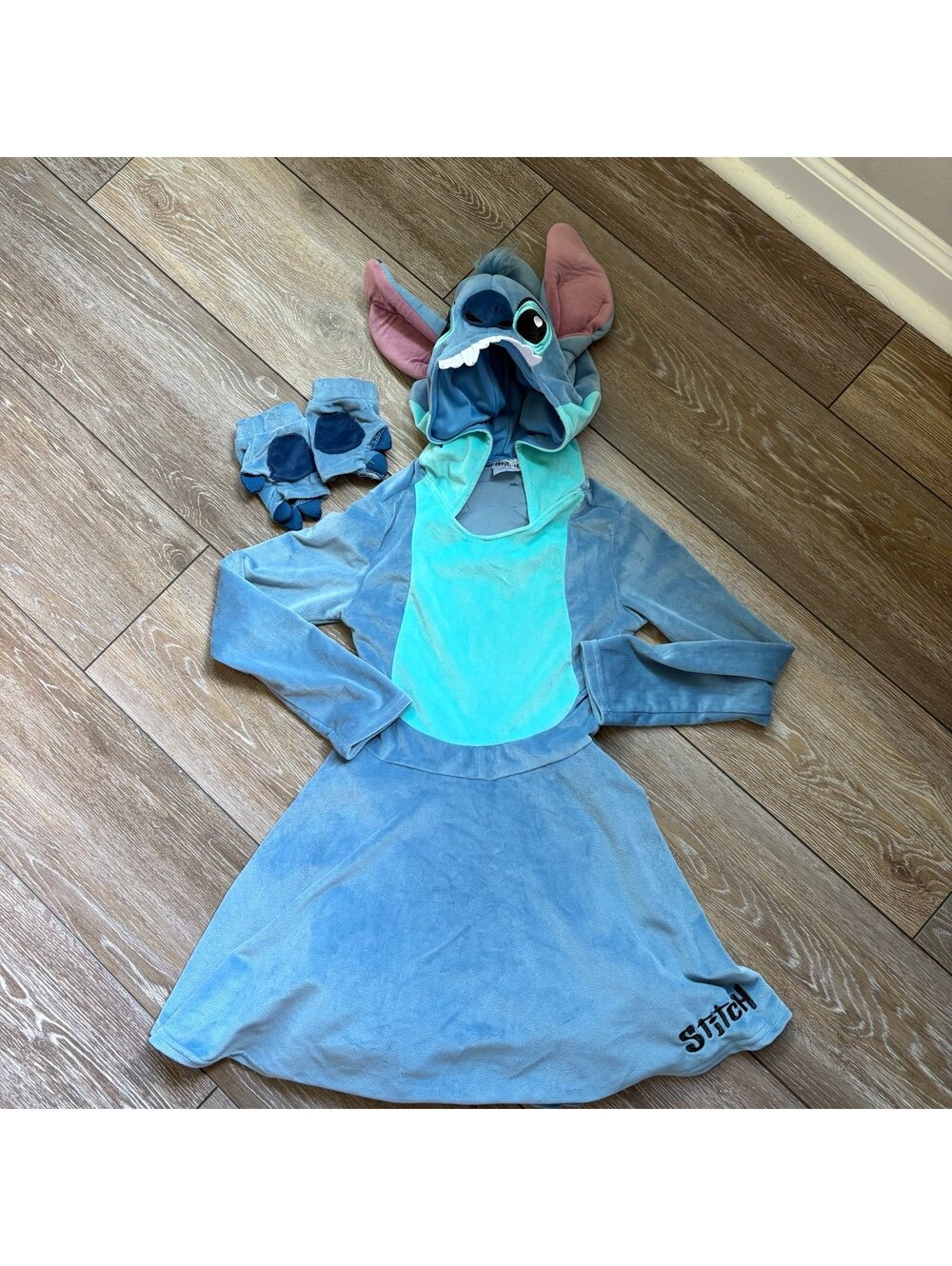 Kids Stitch Costume or Cosplay Dress with Hood and Mittens